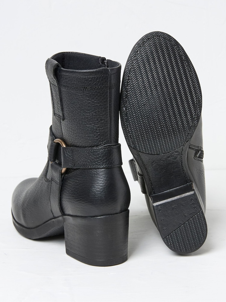 FatFace Hazel Black Mid Heel Boots - Image 2 of 3
