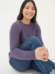 FatFace Ella Dark Purple Jumper - Image 3 of 5