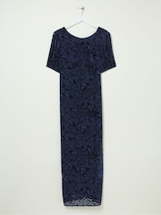 FatFace Blue Nora Burnout Midi Dress - Image 6 of 6
