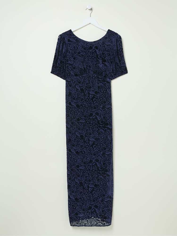FatFace Blue Nora Burnout Midi Dress - Image 6 of 6