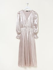 FatFace Gold Rina Metallic Midi Dress - Image 6 of 6