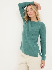 FatFace Ella Light Teal Jumper - Image 1 of 5