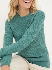 FatFace Ella Light Teal Jumper - Image 4 of 5
