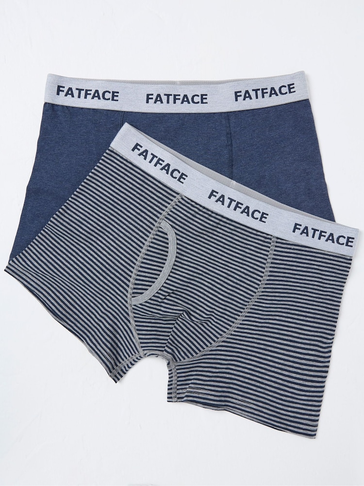 FatFace Blue Brighton Stripe Boxers 2 Pack - Image 1 of 1
