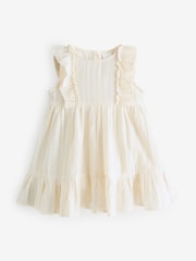Cream Lurex Frill Sleeveless Dress - Image 1 of 1