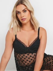 Yours Curve Black Heart Mesh Underwired Babydoll - Image 4 of 4