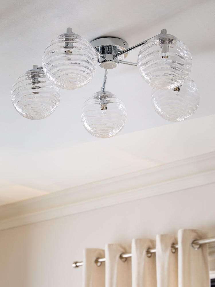 Chrome Juno 5 Light Flush Ceiling Light Fitting - Image 2 of 5
