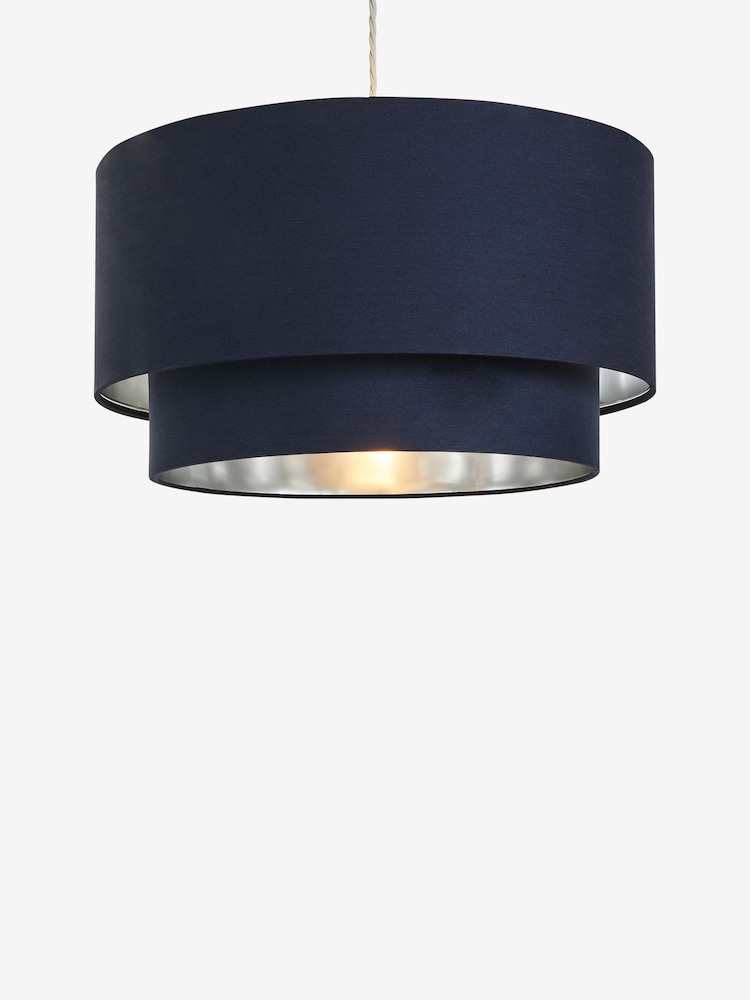 Navy Blue/Grey Rico Easy Fit Shade 2 Tier Large Ceiling Light - Image 5 of 5 Navy Blue/Grey Rico Easy Fit Shade 2 Tier Large Ceiling Light - Image 5 of 5
