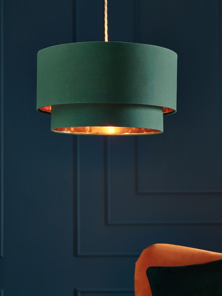 Green Rico Easy Fit Shade 2 Tier Large Ceiling Light - Image 1 of 5 Green Rico Easy Fit Shade 2 Tier Large Ceiling Light - Image 1 of 5