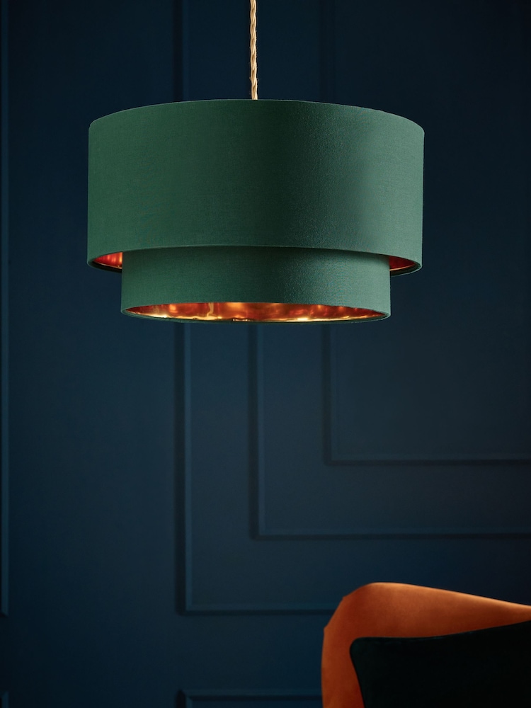 Green Rico Easy Fit Shade 2 Tier Large Ceiling Light - Image 2 of 5 Green Rico Easy Fit Shade 2 Tier Large Ceiling Light - Image 2 of 5