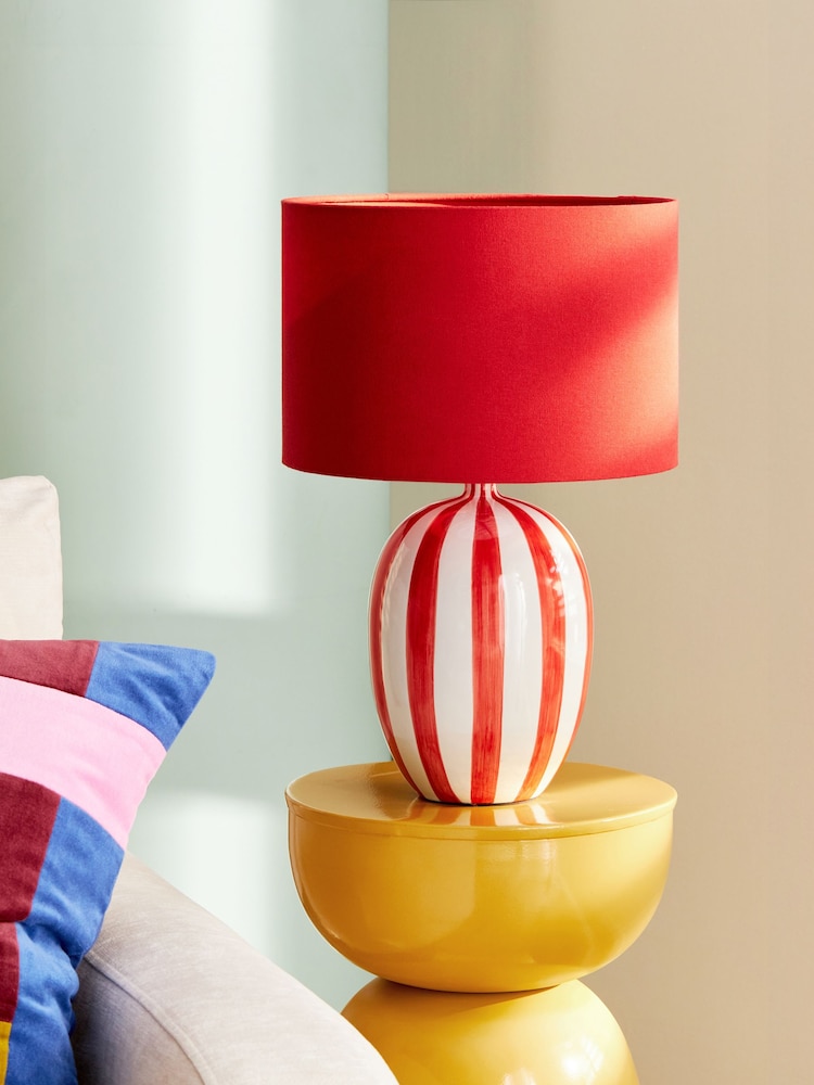 Red Stripe Table Lamp - Image 2 of 5