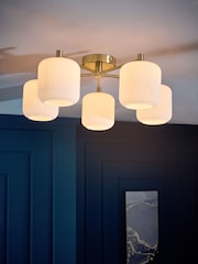 Brass Ryker 5 Light Flush Ceiling Light Fitting - Image 1 of 6