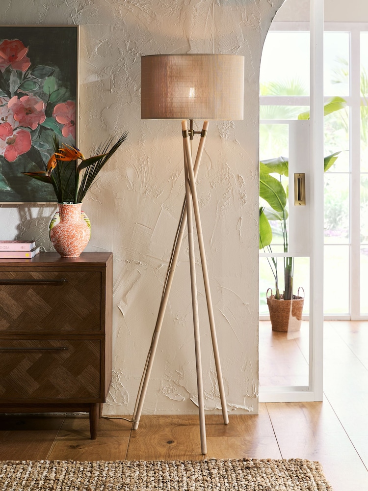 Natural Bamboo Tripod Floor Lamp - Image 1 of 4