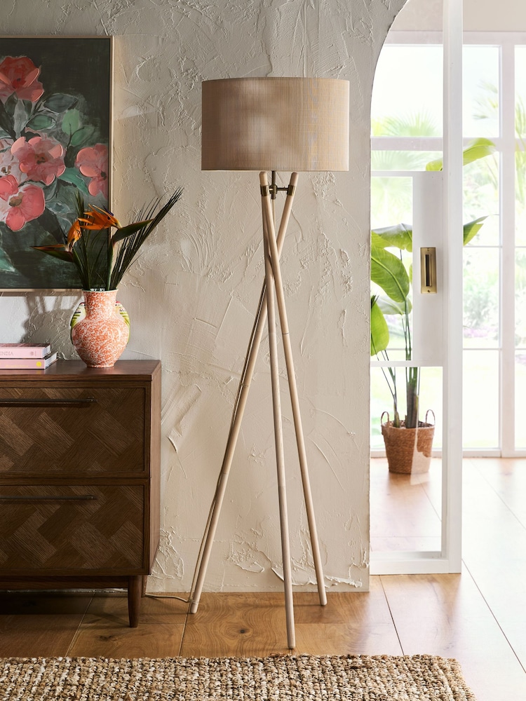 Natural Bamboo Tripod Floor Lamp - Image 2 of 4