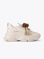 Steve Madden Cream Possession Suede Tasseled Trainers - Image 1 of 4