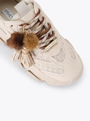 Steve Madden Cream Possession Suede Tasseled Trainers - Image 3 of 4