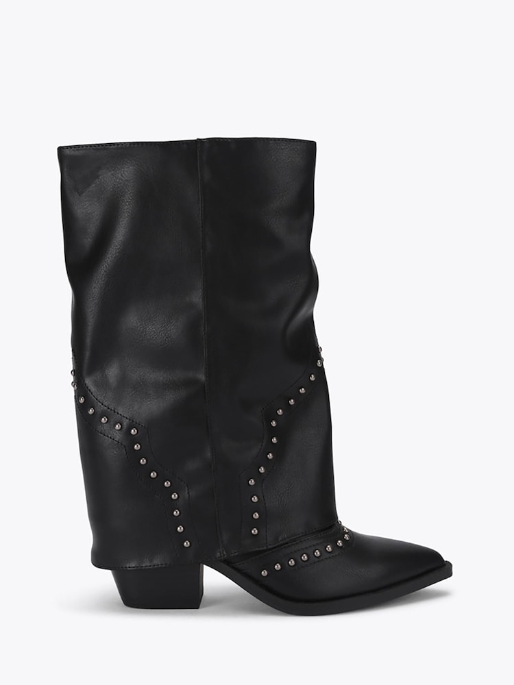 Steve Madden Black Saddle Western Boots - Image 1 of 4 Steve Madden Black Saddle Western Boots - Image 1 of 4