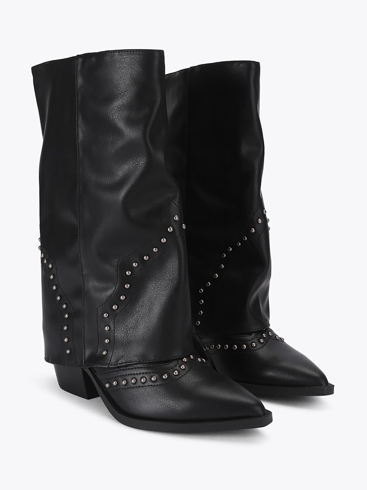Steve Madden Black Saddle Western Boots - Image 2 of 4 Steve Madden Black Saddle Western Boots - Image 2 of 4