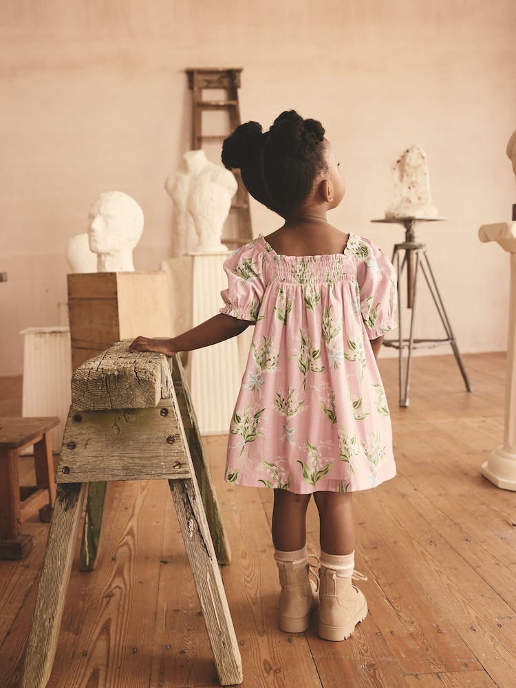 Cath Kidston Pink - Floral Print Puff Sleeve Summer Dress (3mths-8yrs) - Image 2 of 7