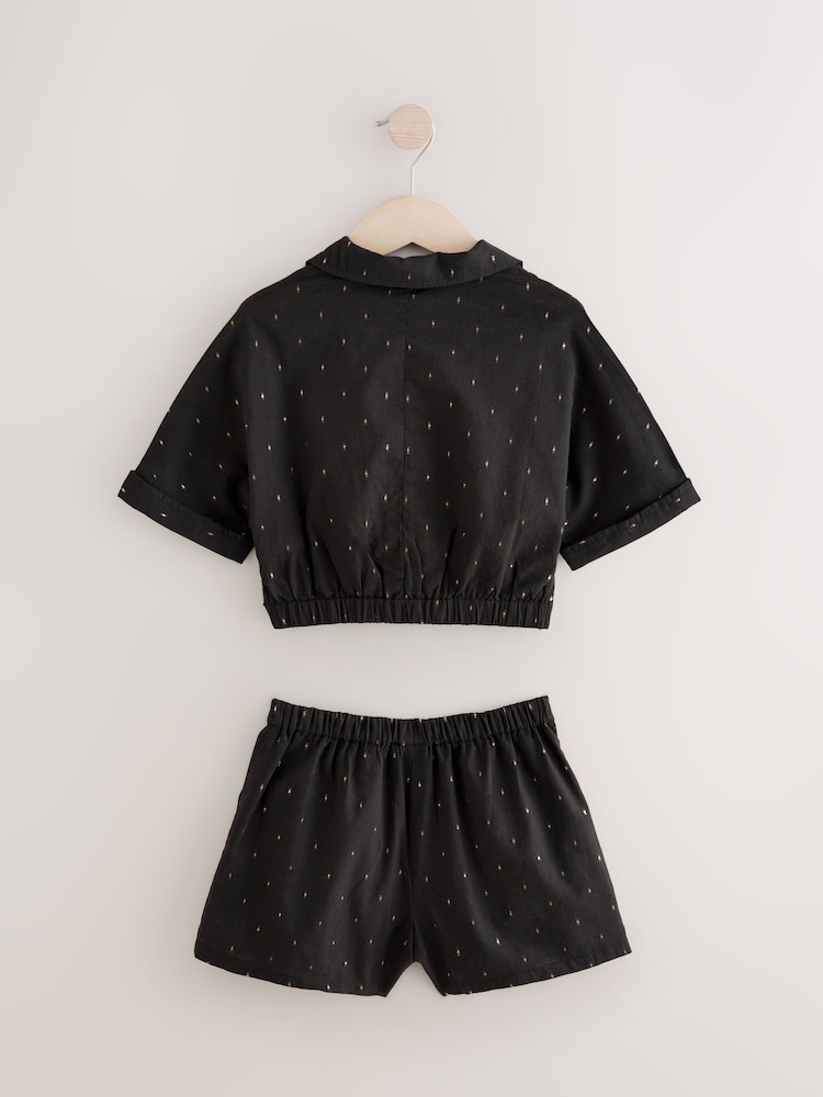 Black Co-ord Set 100% Cotton Shorts - Image 2 of 4