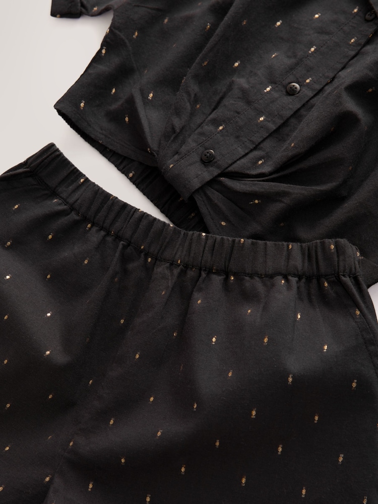 Black Co-ord Set 100% Cotton Shorts - Image 4 of 4