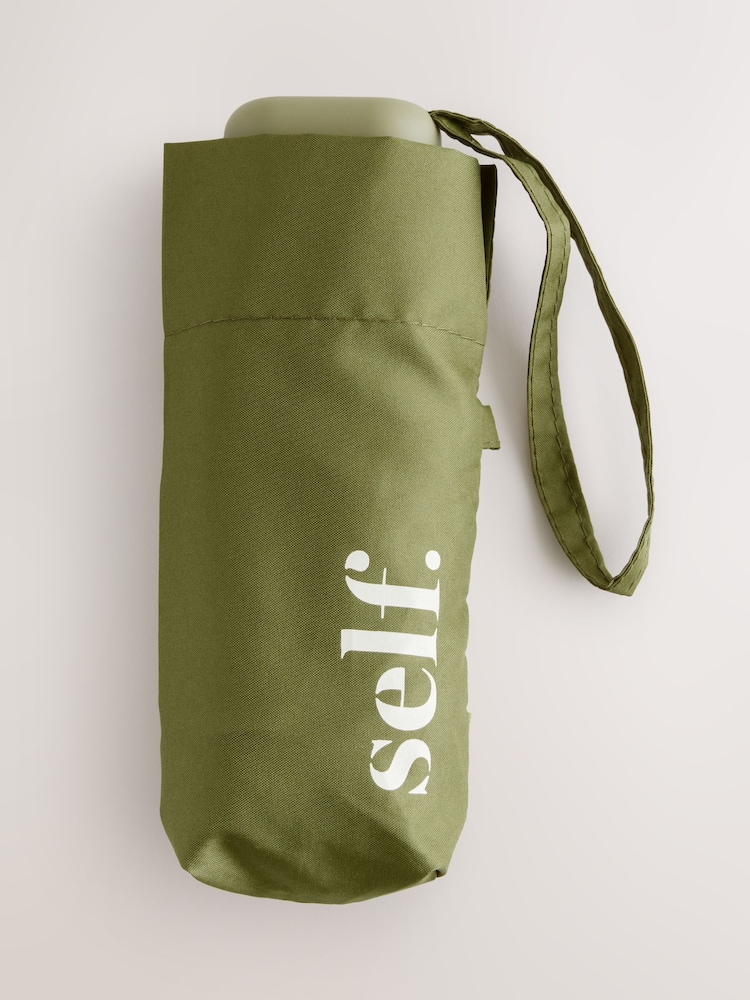 self. Khaki Green Compact Umbrella - Image 2 of 3