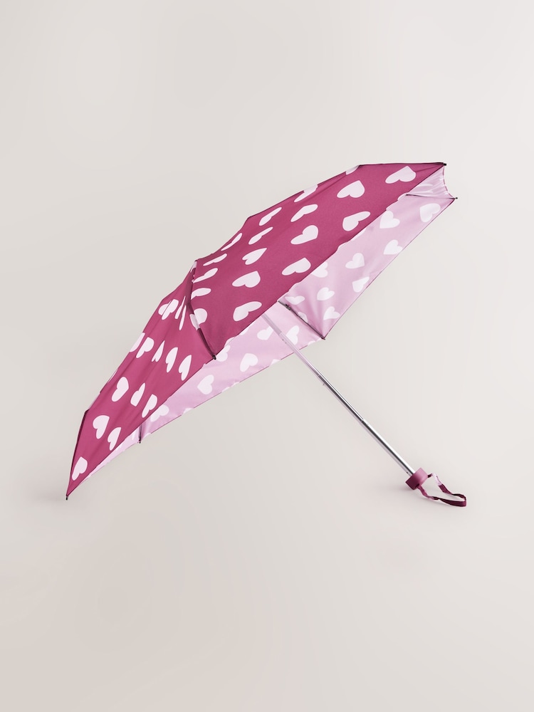 Roșu/Roz Inimă Printed - Umbrelă rulantă - Image 1 of 3