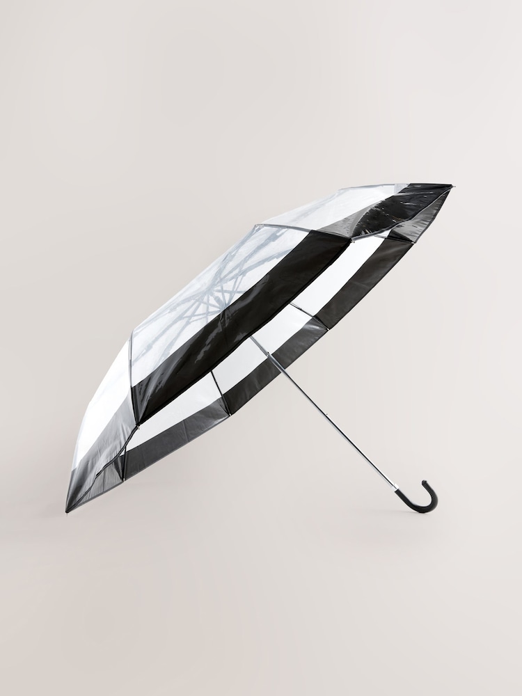 Black/White Border Clear Umbrella - Image 1 of 3 Black/White Border Clear Umbrella - Image 1 of 3