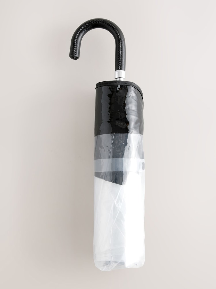 Black/White Border Clear Umbrella - Image 2 of 3 Black/White Border Clear Umbrella - Image 2 of 3