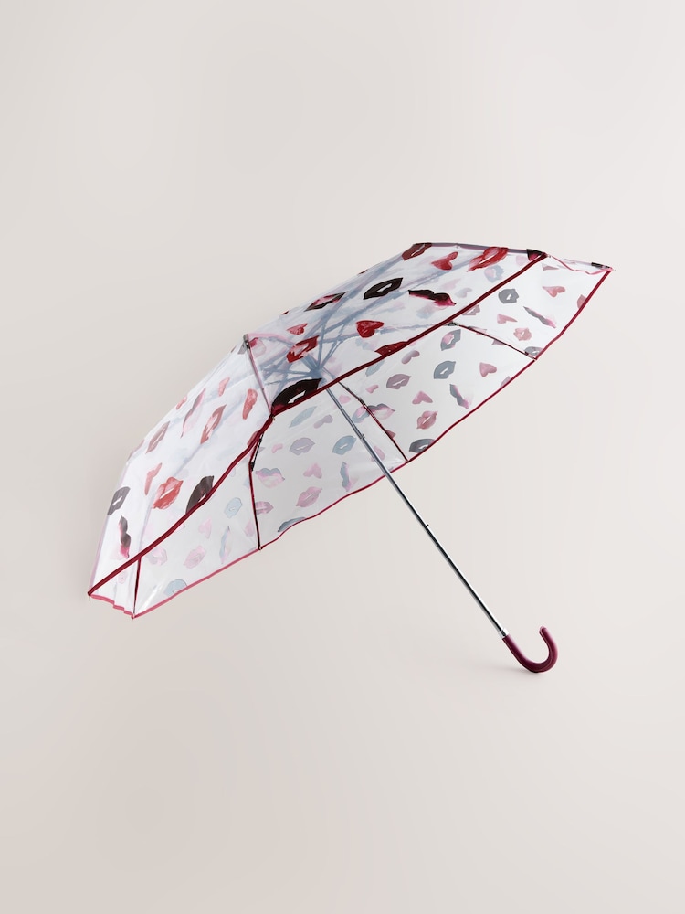 Transparent, Lippen- und Herzprint - Tramsparenter Regenschirm - Bild 1 von 3 Transparent, Lippen- und Herzprint - Tramsparenter Regenschirm - Bild 1 von 3