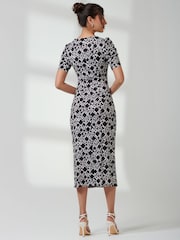 Jolie Moi Black Puff Sleeve Bodycon Midi Dress - Image 2 of 6