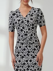 Jolie Moi Black Puff Sleeve Bodycon Midi Dress - Image 3 of 6