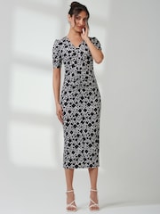 Jolie Moi Black Puff Sleeve Bodycon Midi Dress - Image 6 of 6