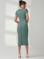 Jolie Moi Green Ruched Bodycon Midi Dress - Image 2 of 6