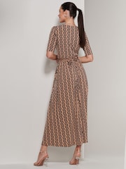 Jolie Moi Brown Karmie Jersey Pleated Maxi Dress - Image 2 of 6