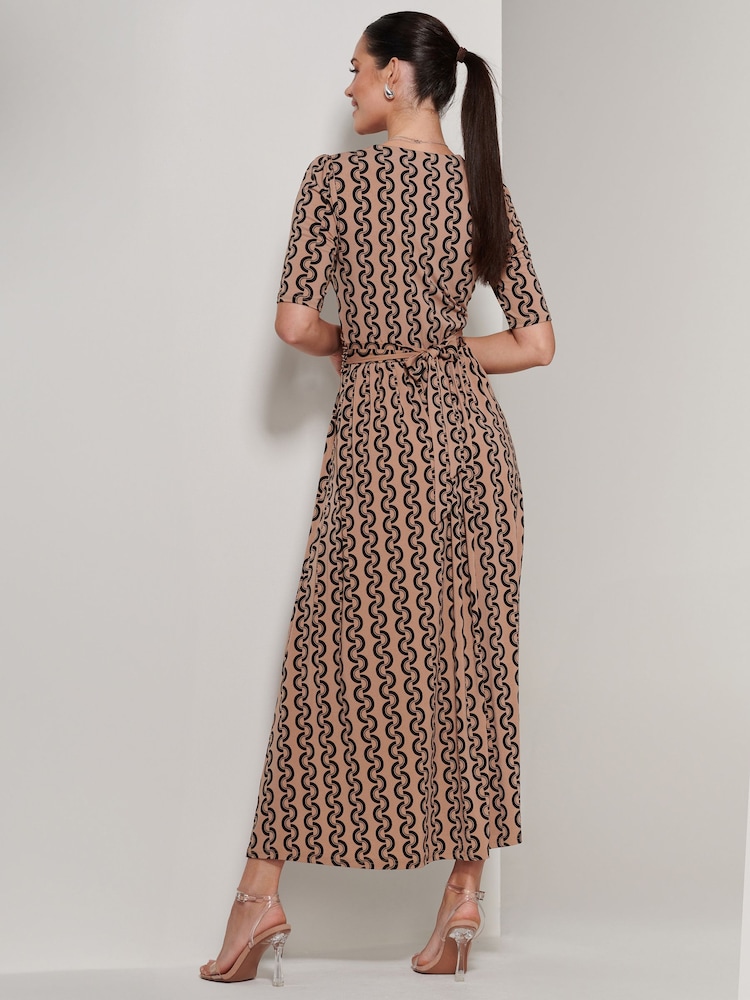 Jolie Moi Brown Karmie Jersey Pleated Maxi Dress - Image 2 of 6