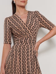 Jolie Moi Brown Karmie Jersey Pleated Maxi Dress - Image 3 of 6