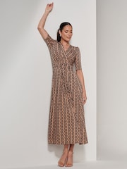 Jolie Moi Brown Karmie Jersey Pleated Maxi Dress - Image 4 of 6