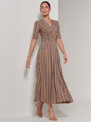 Jolie Moi Brown Karmie Jersey Pleated Maxi Dress - Image 6 of 6