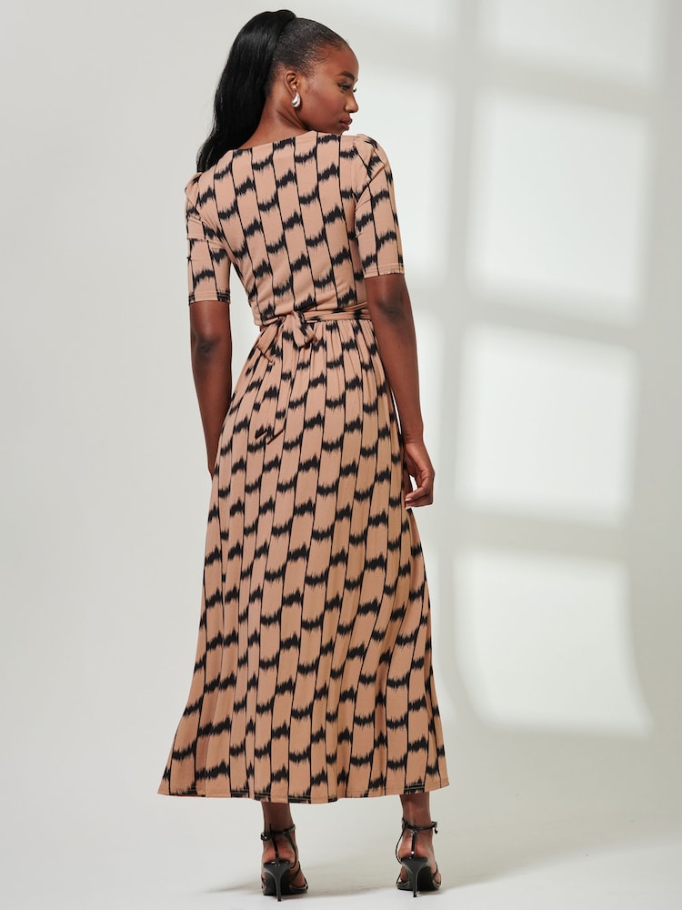 Jolie Moi Blue/Brown Karmie Jersey Pleated Maxi Dress - Image 2 of 6