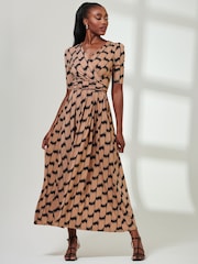 Jolie Moi Blue/Brown Karmie Jersey Pleated Maxi Dress - Image 5 of 6