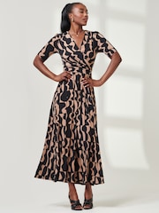 Jolie Moi Brown Half Sleeve Jersey Maxi Dress - Image 6 of 6