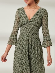 Jolie Moi Green Ditsy Chiffon Frill Maxi Dress - Image 6 of 7