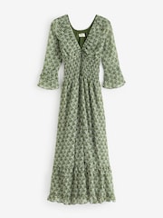 Jolie Moi Green Ditsy Chiffon Frill Maxi Dress - Image 7 of 7