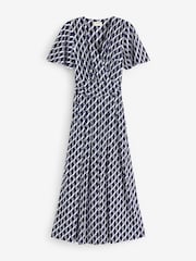 Jolie Moi Blue Print Angel Sleeve Jersey Midaxi Dress - Image 7 of 7
