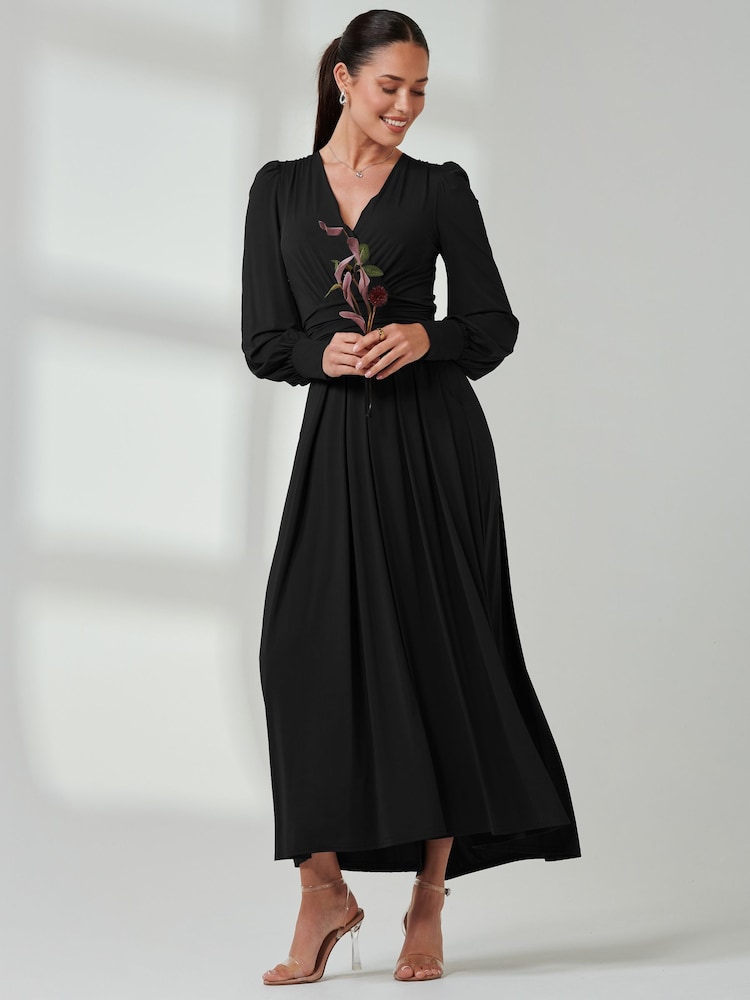 Negro - Vestido largo de punto suave y sedoso de manga larga de Jolie Moi - Imagen 6 de 6 Negro - Vestido largo de punto suave y sedoso de manga larga de Jolie Moi - Imagen 6 de 6