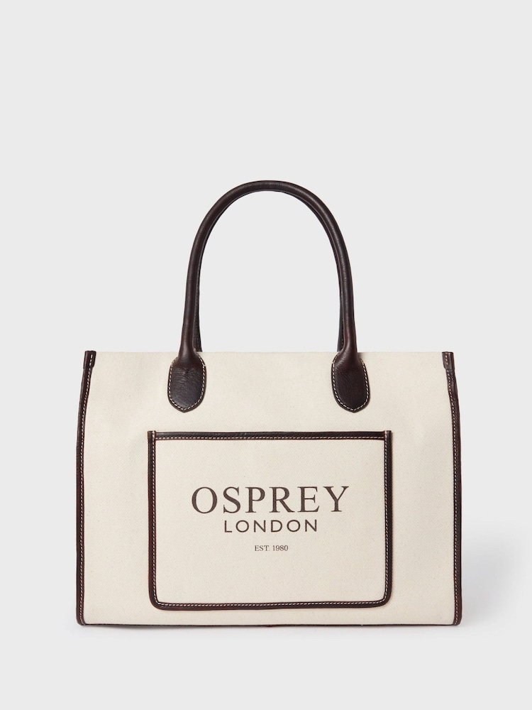 OSPREY LONDON Natural The Gaddesden Canvas & Leather Tote Bag - Image 2 of 7
