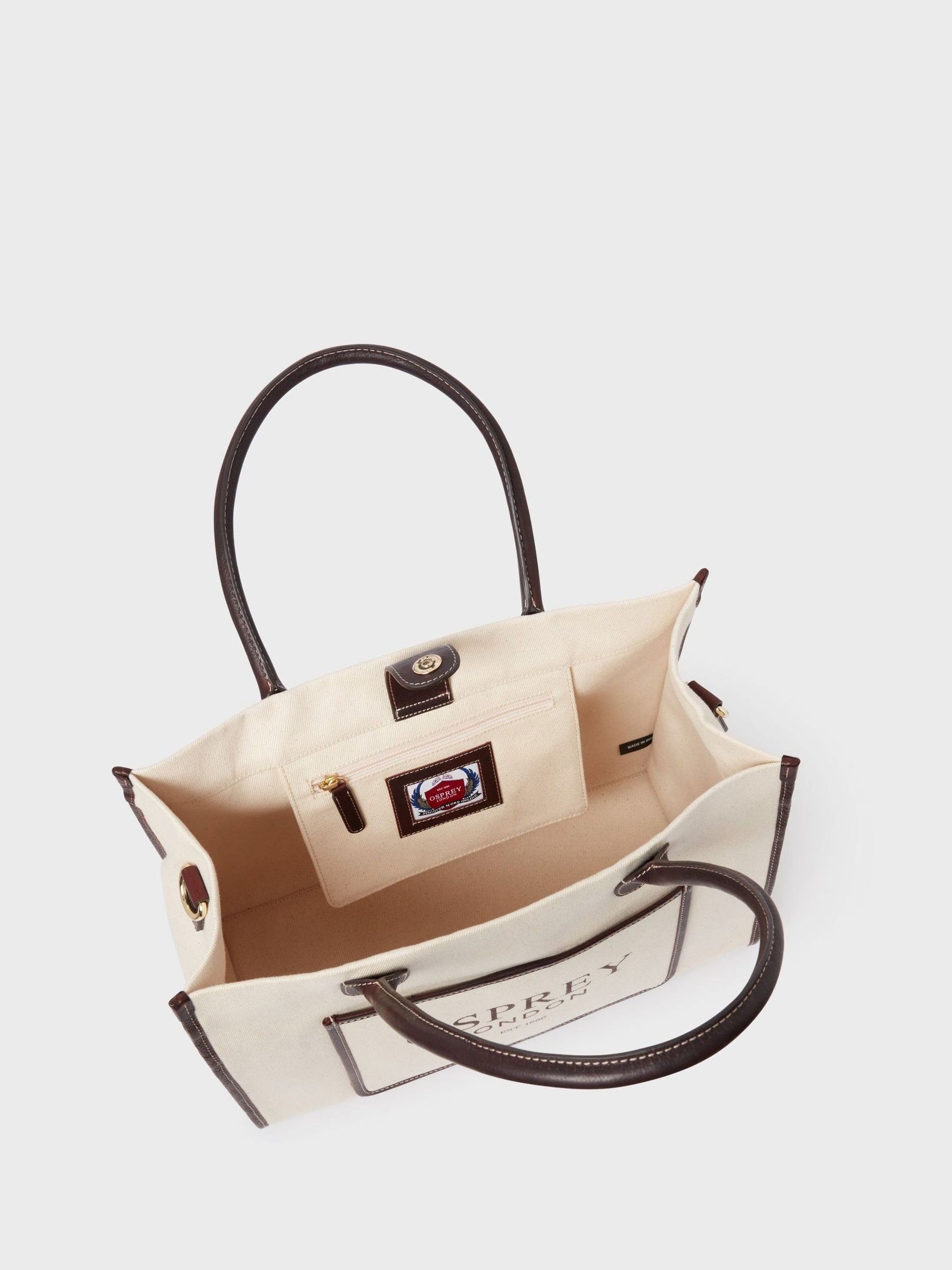 Buy OSPREY LONDON Natural The Gaddesden Canvas & Leather Tote Bag