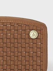 OSPREY LONDON The Woven Large Zip Around Brown Purse - Image 6 of 6