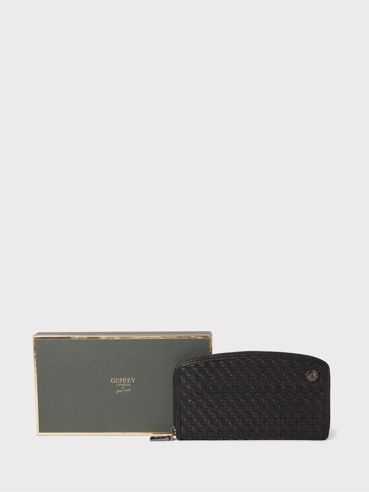 OSPREY LONDON The Woven Large Zip Around Black Purse - Image 1 of 6
